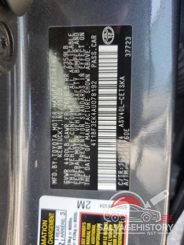 4T1BF3EK4AU078192 2010 TOYOTA CAMRY photo no. 12