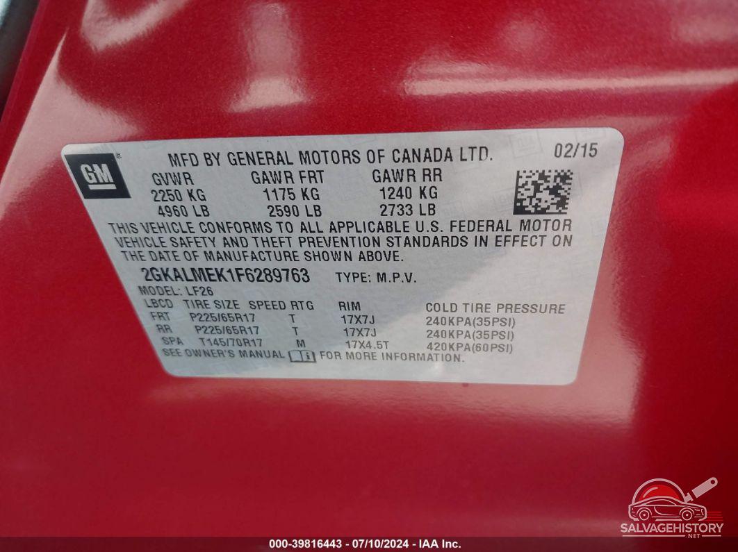 2GKALMEK1F6289763 2015 GMC TERRAIN photo no. 9
