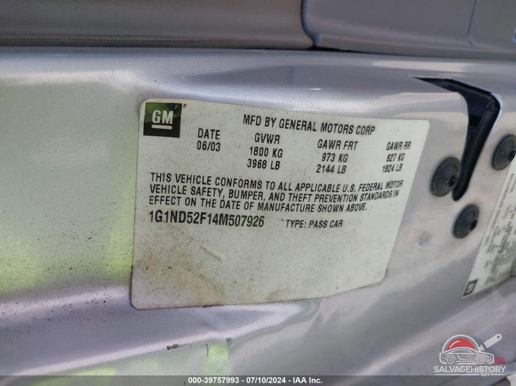 1G1ND52F14M507926 2004 CHEVROLET CLASSIC photo no. 9