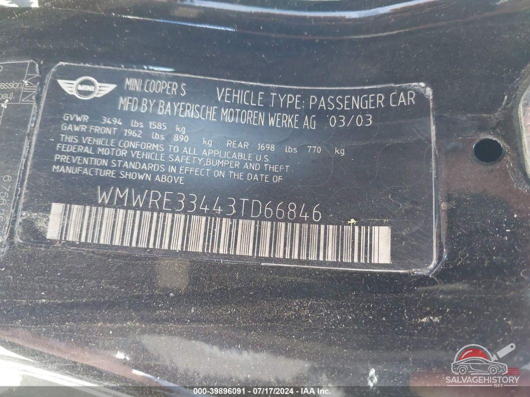 WMWRE33443TD66846 2003 MINI COOPER S photo no. 9