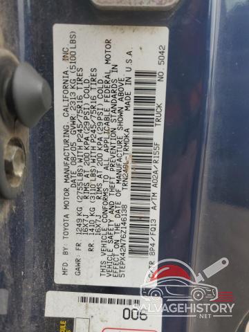 5TEPX42N76Z146138 2006 TOYOTA All Models photo no. 12