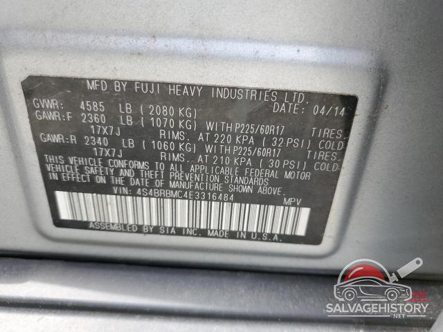 4S4BRBMC4E3316484 2014 SUBARU OUTBACK 2. photo no. 13