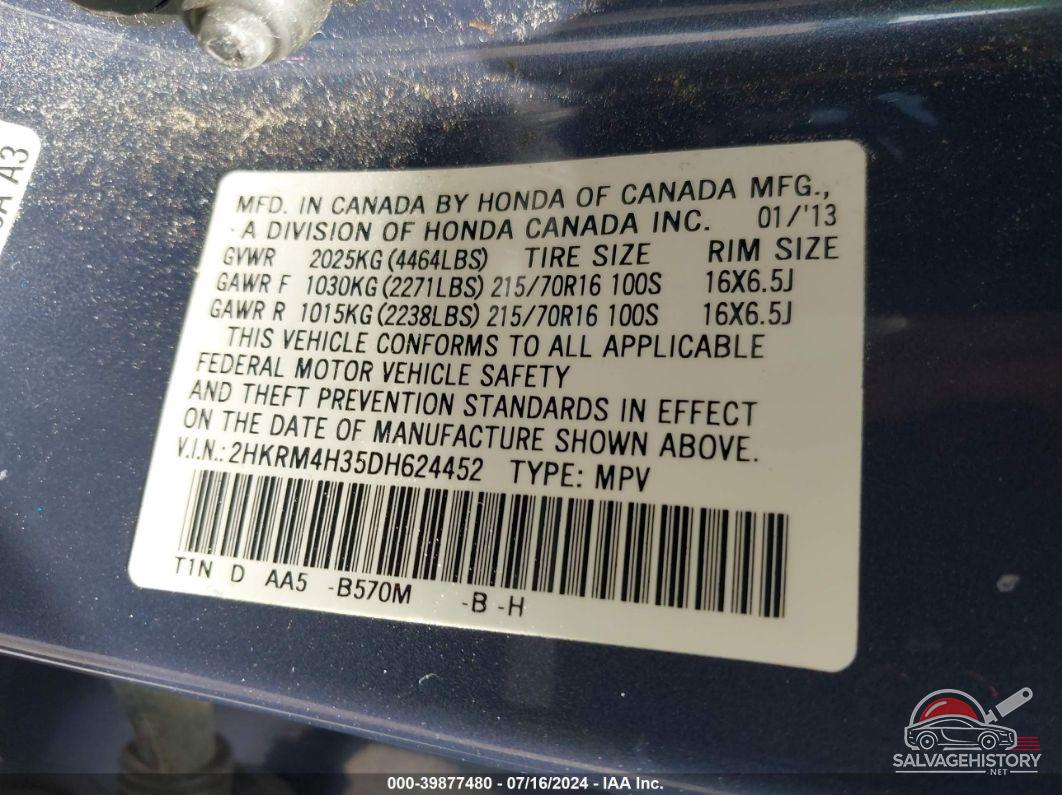 2HKRM4H35DH624452 2013 HONDA CR-V photo no. 9