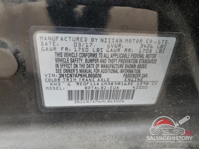 3N1CN7AP6HL865026 2017 NISSAN VERSA photo no. 12