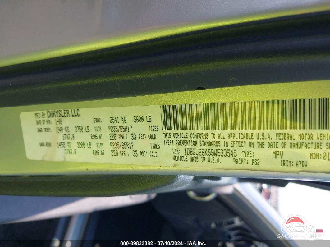 1D8GU28K99W533545 2009 DODGE NITRO photo no. 9