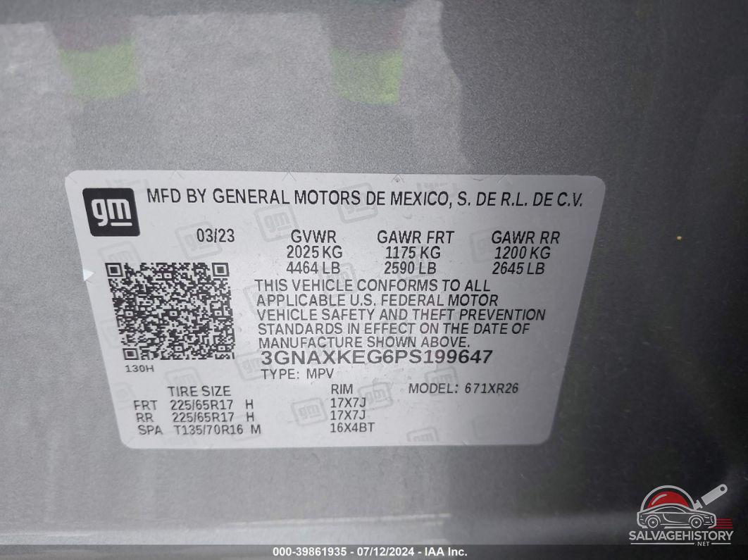 3GNAXKEG6PS199647 2023 CHEVROLET EQUINOX photo no. 9