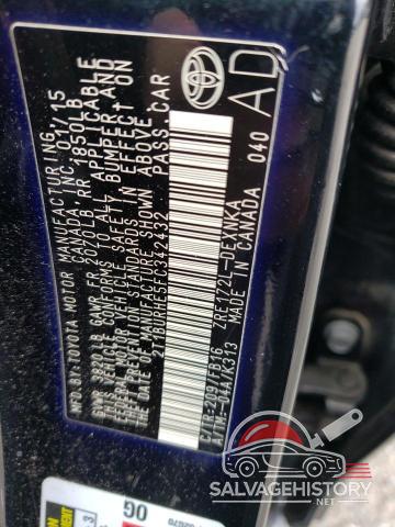 2T1BURHE5FC342432 2015 TOYOTA COROLLA photo no. 12