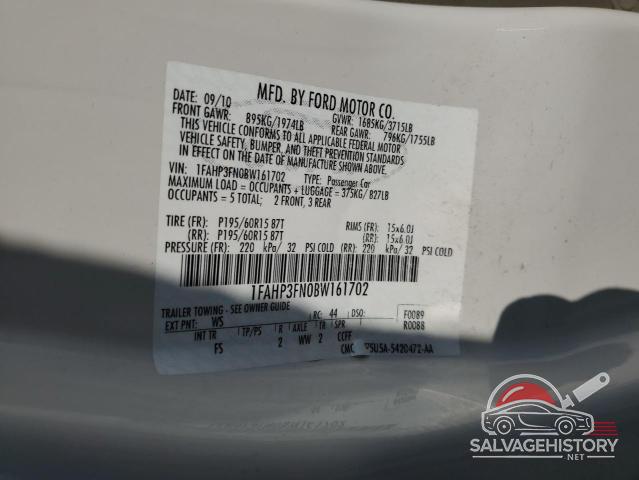 1FAHP3FN0BW161702 2011 FORD FOCUS photo no. 12