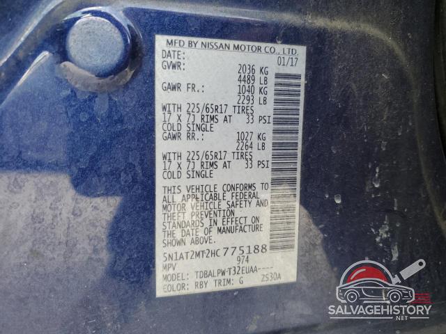 5N1AT2MT2HC775188 2017 NISSAN ROGUE photo no. 12