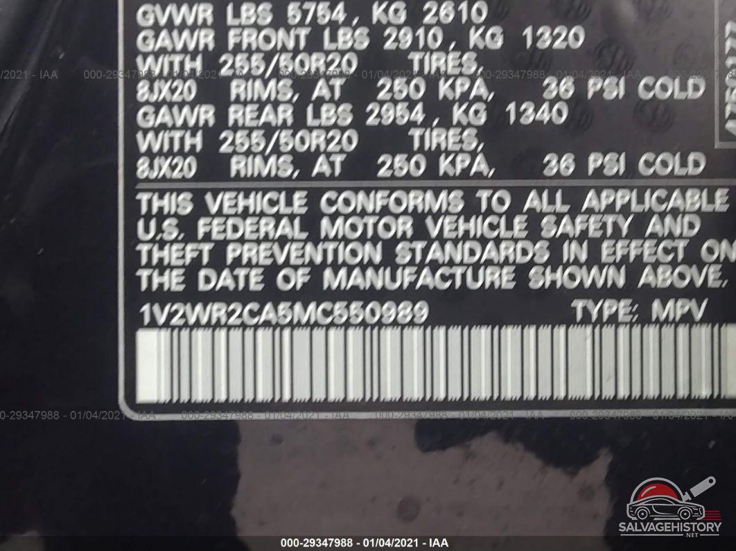1V2WR2CA5MC550989 2021 VOLKSWAGEN ATLAS photo no. 9