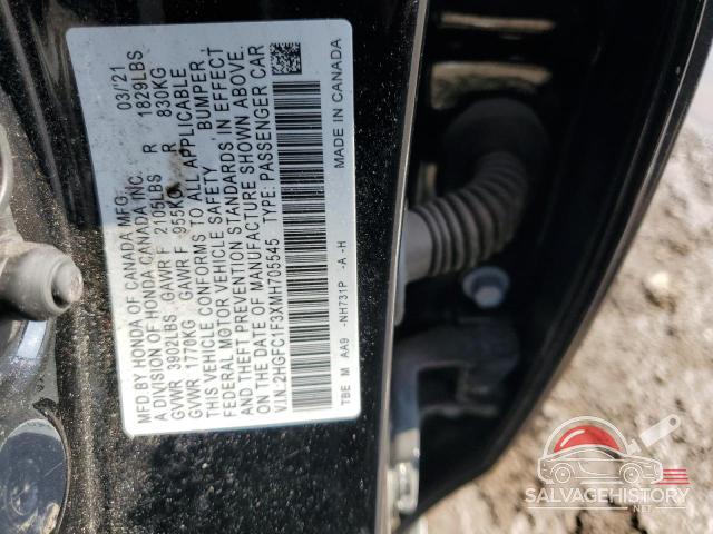 2HGFC1F3XMH705545 2021 HONDA CIVIC photo no. 12
