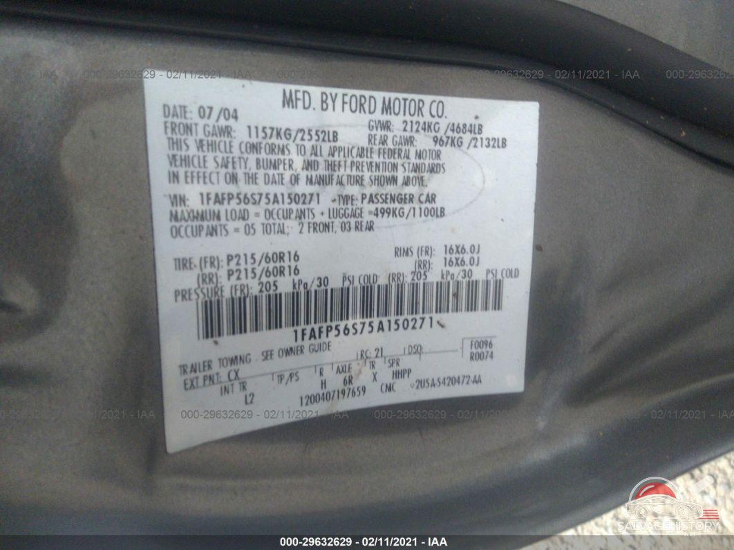 1FAFP56S75A150271 2005 FORD TAURUS photo no. 9