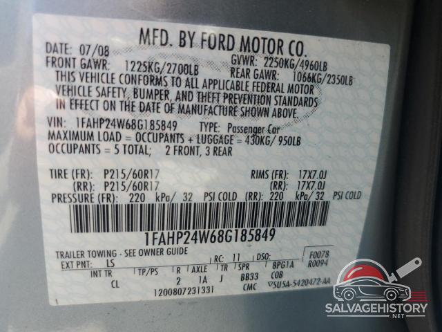 1FAHP24W68G185849 2008 FORD TAURUS photo no. 12