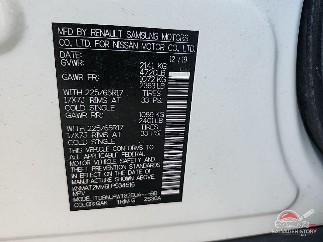 KNMAT2MV6LP534516 2020 NISSAN ROGUE photo no. 8