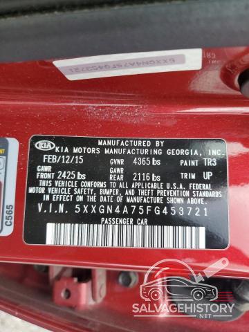 5XXGN4A75FG453721 2015 KIA OPTIMA photo no. 13