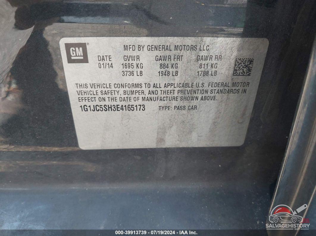 1G1JC5SH3E4165173 2014 CHEVROLET SONIC photo no. 9