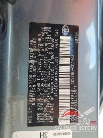 4T4BE46KX9R070624 2009 TOYOTA CAMRY photo no. 12