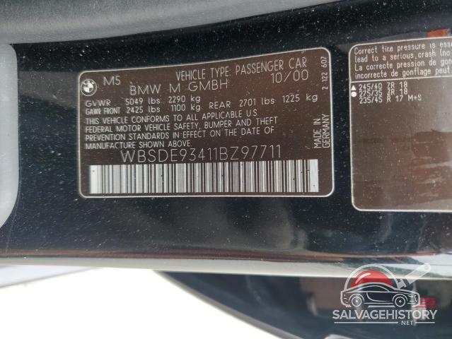 WBSDE93411BZ97711 2001 BMW M5 photo no. 12