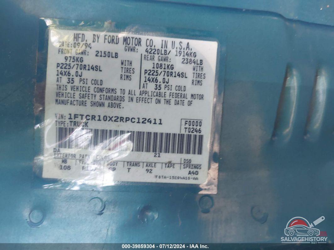 1FTCR10X2RPC12411 1994 FORD RANGER photo no. 9
