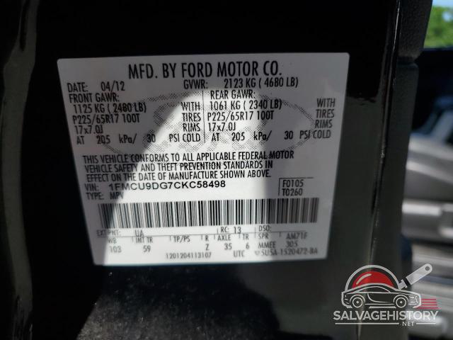 1FMCU9DG7CKC58498 2012 FORD ESCAPE photo no. 14