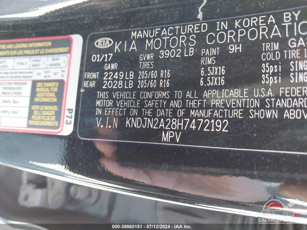 KNDJN2A28H7472192 2017 KIA SOUL photo no. 9