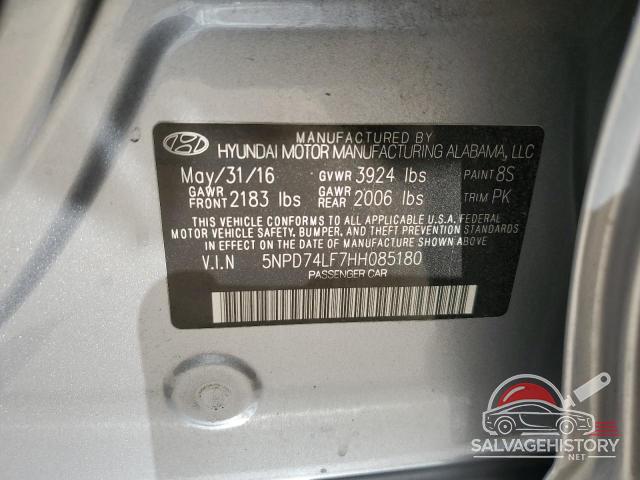 5NPD74LF7HH085180 2017 HYUNDAI ELANTRA photo no. 12