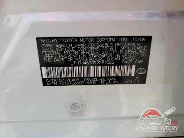 JTHBJ46G392291062 2009 LEXUS ES350 photo no. 13
