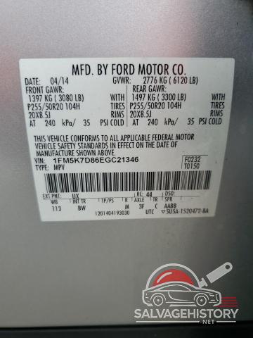 1FM5K7D86EGC21346 2014 FORD EXPLORER photo no. 12
