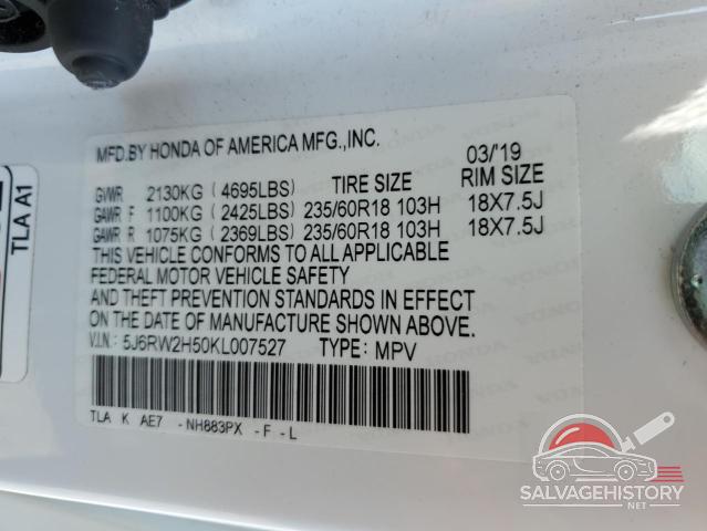 5J6RW2H50KL007527 2019 HONDA CRV photo no. 13