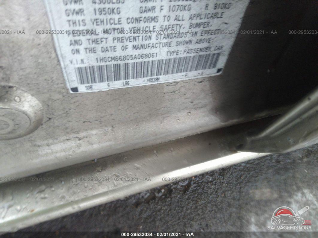 1HGCM66805A068061 2005 HONDA ACCORD SDN photo no. 9