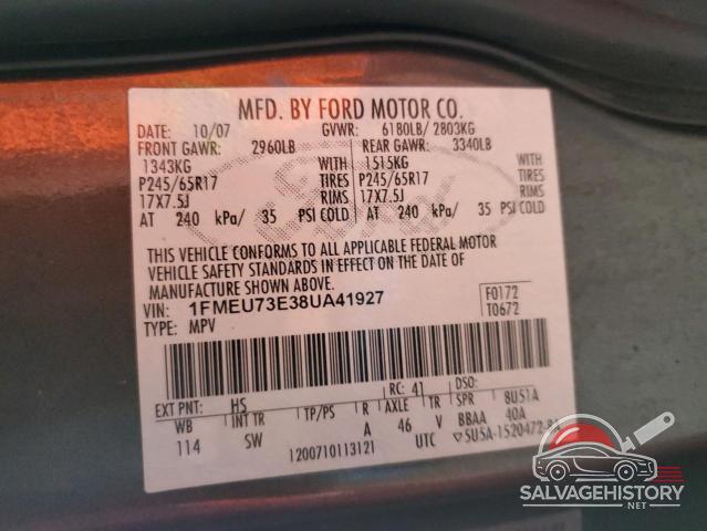 1FMEU73E38UA41927 2008 FORD EXPLORER photo no. 12