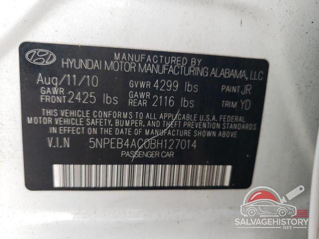 5NPEB4AC0BH127014 2011 HYUNDAI SONATA photo no. 12
