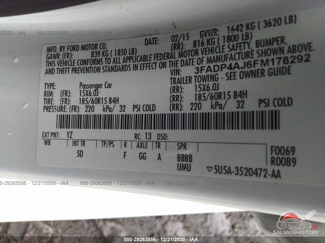 3FADP4AJ6FM178292 2015 FORD FIESTA photo no. 9