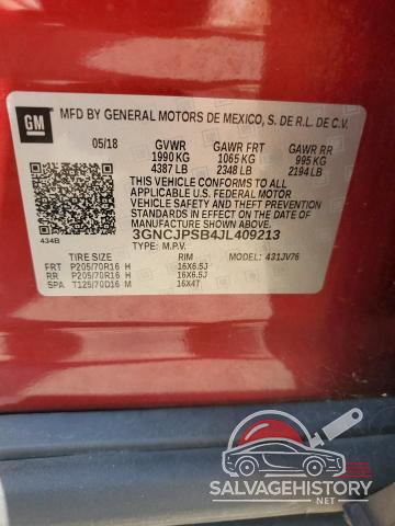 3GNCJPSB4JL409213 2018 CHEVROLET TRAX photo no. 14