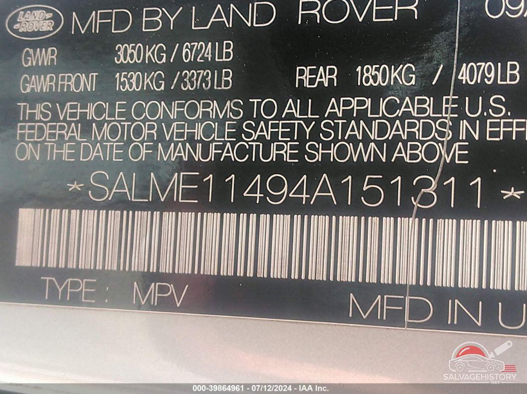SALME11494A151311 2004 LAND ROVER RANGE ROVER photo no. 9