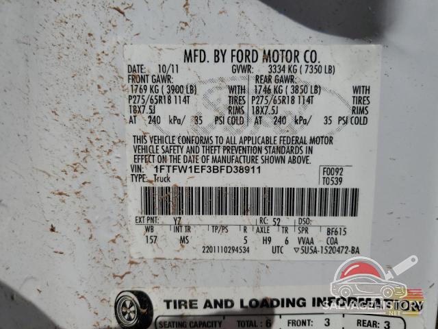 1FTFW1EF3BFD38911 2011 FORD F-150 photo no. 12