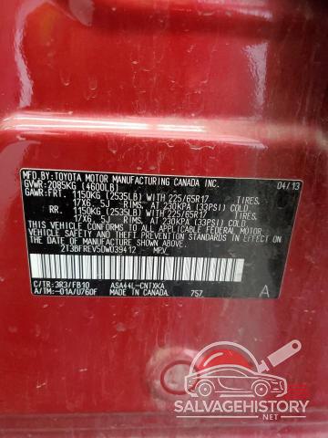 2T3BFREV5DW039412 2013 TOYOTA RAV4 photo no. 13