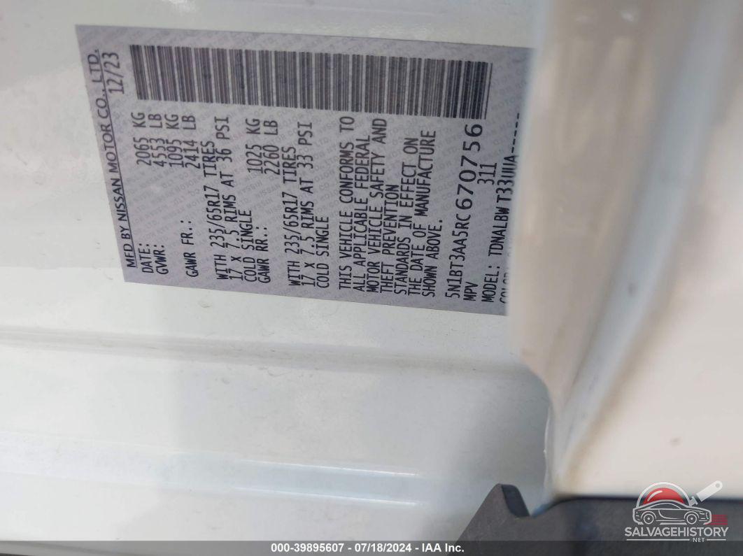 5N1BT3AA5RC670756 2024 NISSAN ROGUE photo no. 9