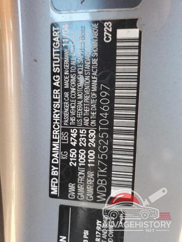 WDBTK75G25T046097 2005 MERCEDES-BENZ CLK-CLASS photo no. 12