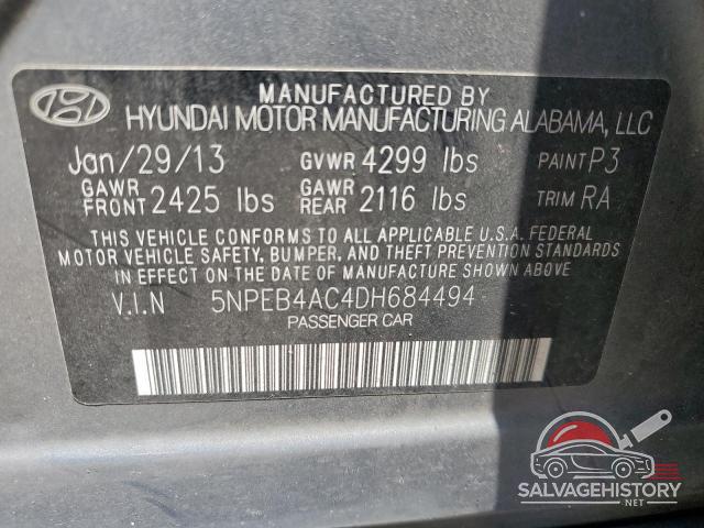 5NPEB4AC4DH684494 2013 HYUNDAI SONATA photo no. 12