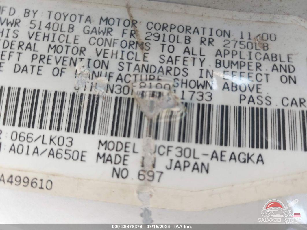 JTHBN30F810011733 2001 LEXUS LS 430 photo no. 9