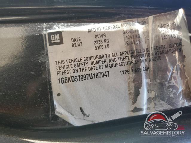 1G6KD57997U187047 2007 CADILLAC DTS photo no. 12