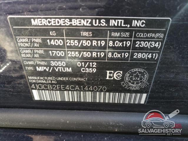 4JGCB2FE4CA144070 2012 MERCEDES-BENZ R-CLASS photo no. 12