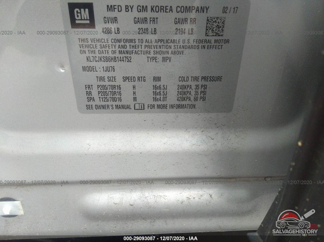 KL7CJKSB6HB144752 2017 CHEVROLET TRAX photo no. 9