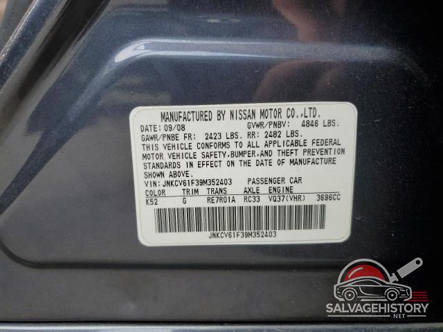 JNKCV61F39M352403 2009 INFINITI G37 photo no. 12