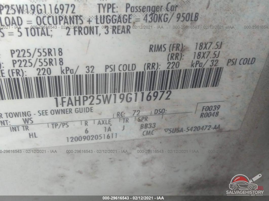 1FAHP25W19G116972 2009 FORD TAURUS photo no. 9