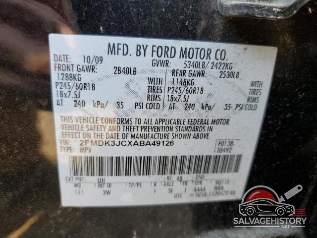 2FMDK3JCXABA49126 2010 FORD EDGE photo no. 13