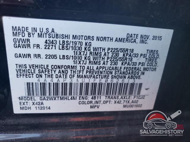 4A4AP3AU1FE062613 2015 MITSUBISHI OUTLANDER photo no. 13