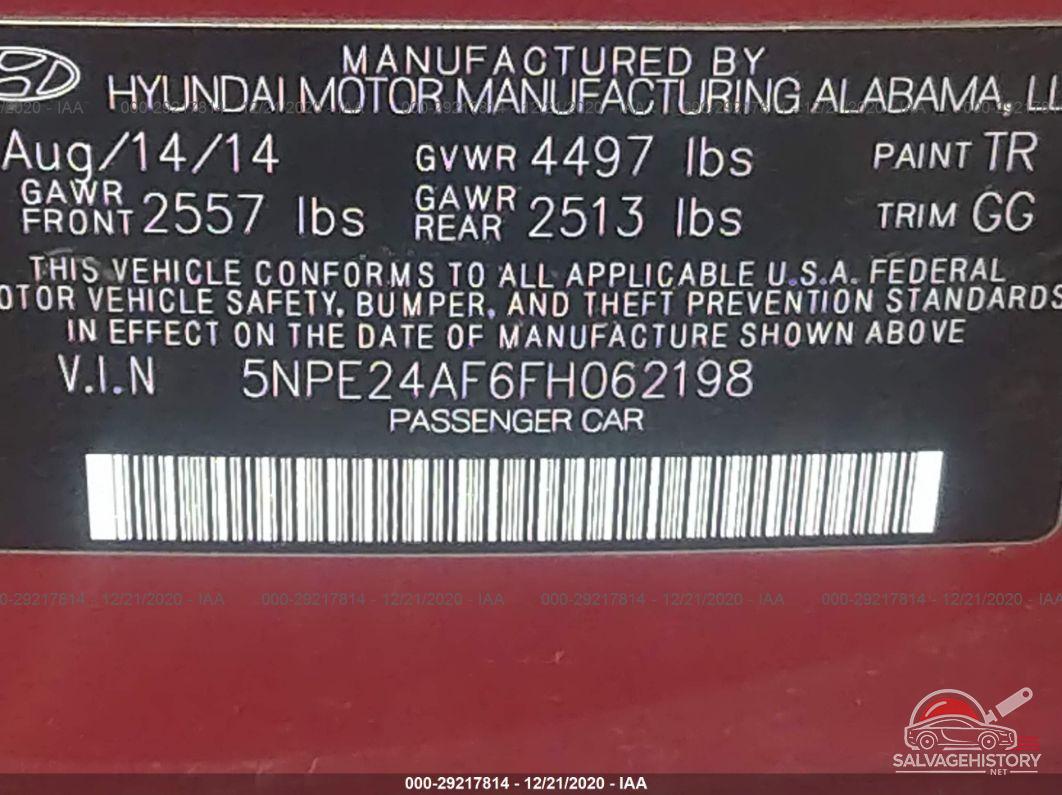 5NPE24AF6FH062198 2015 HYUNDAI SONATA photo no. 9