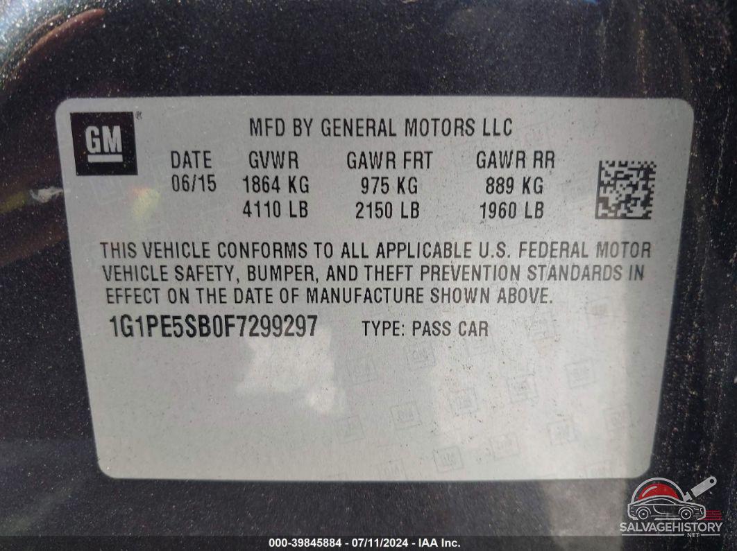 1G1PE5SB0F7299297 2015 CHEVROLET CRUZE photo no. 9
